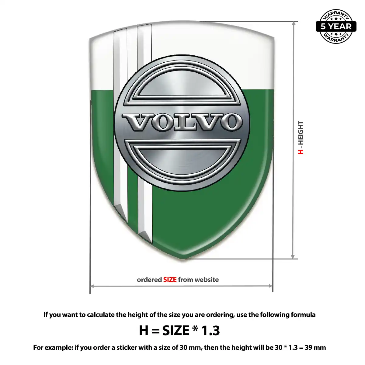 Volvo Epoxy Domed Sticker Sleek Style