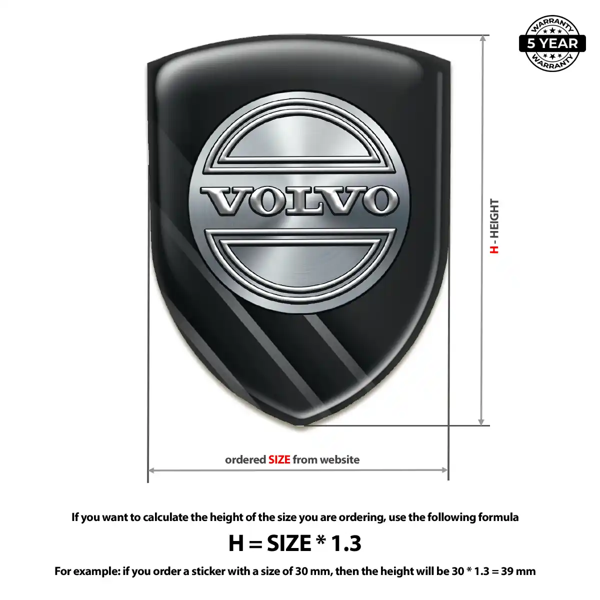 Volvo Gel Emblem Sticker Premium Dome