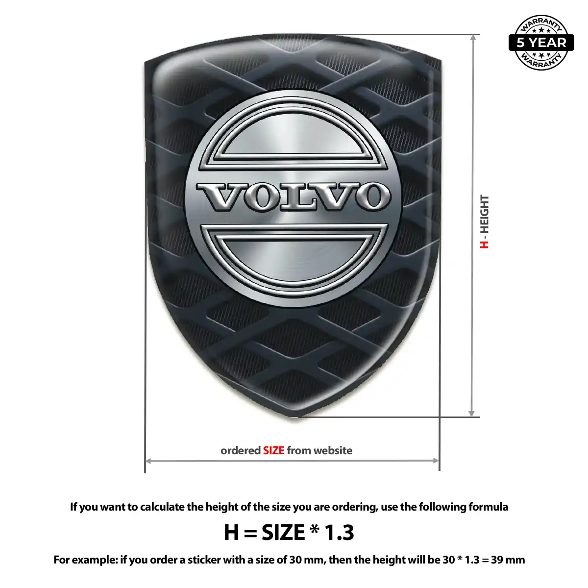 Volvo Polyurethane Domed Sticker Cabin Style