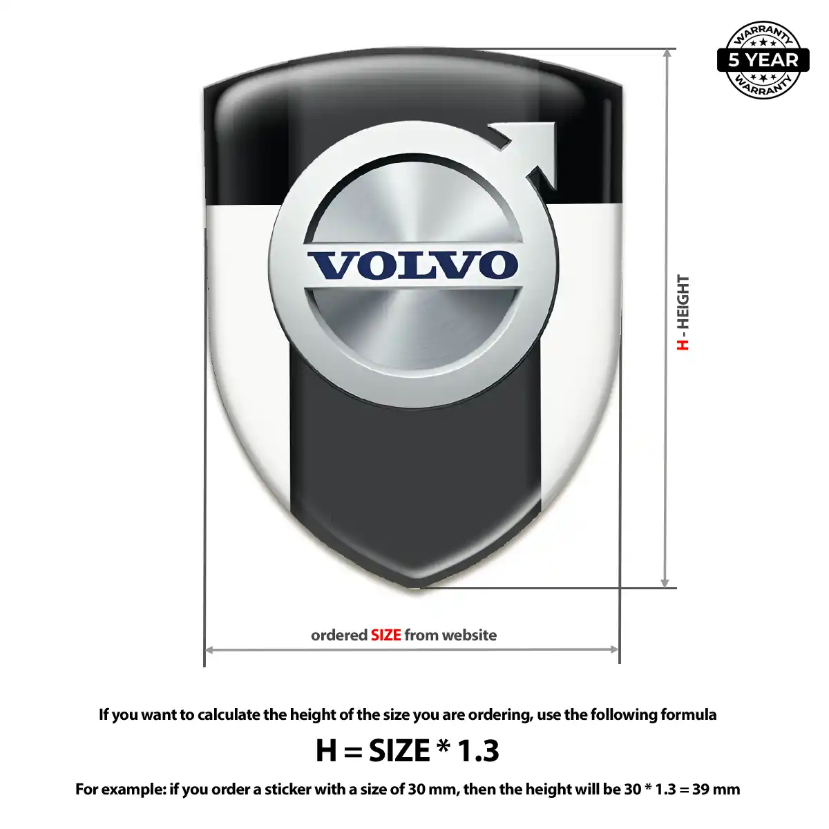 Volvo Polyurethane Domed Sticker Elite Finish