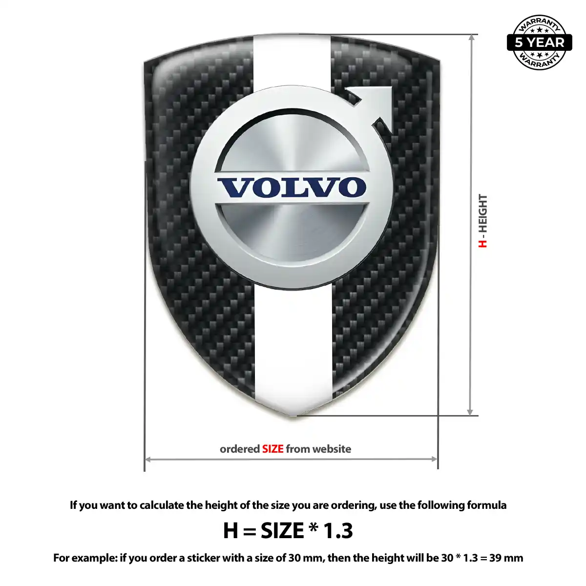 Volvo Polyurethane Domed Sticker Interior Elegance