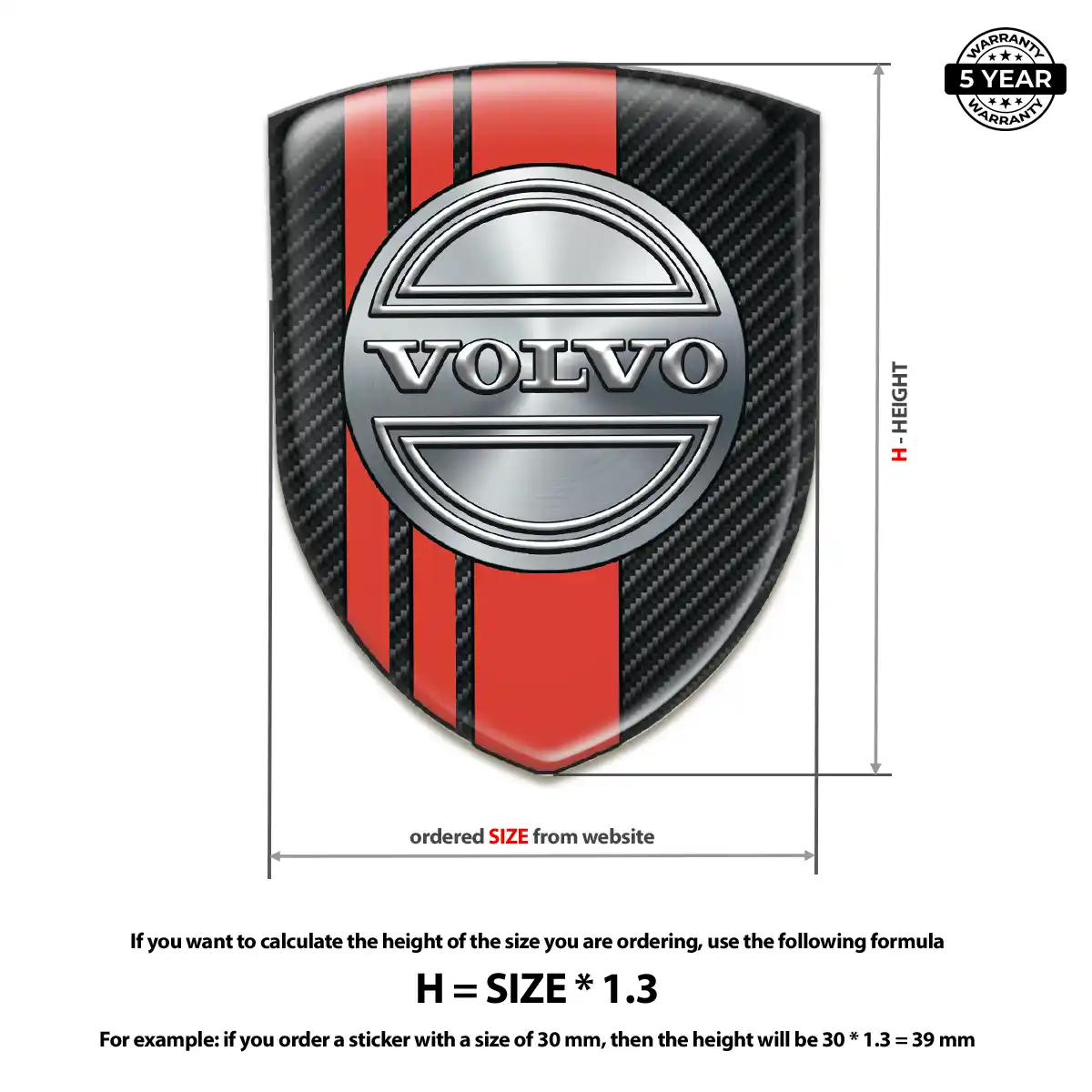 Volvo Polyurethane Domed Sticker Interior Luxe