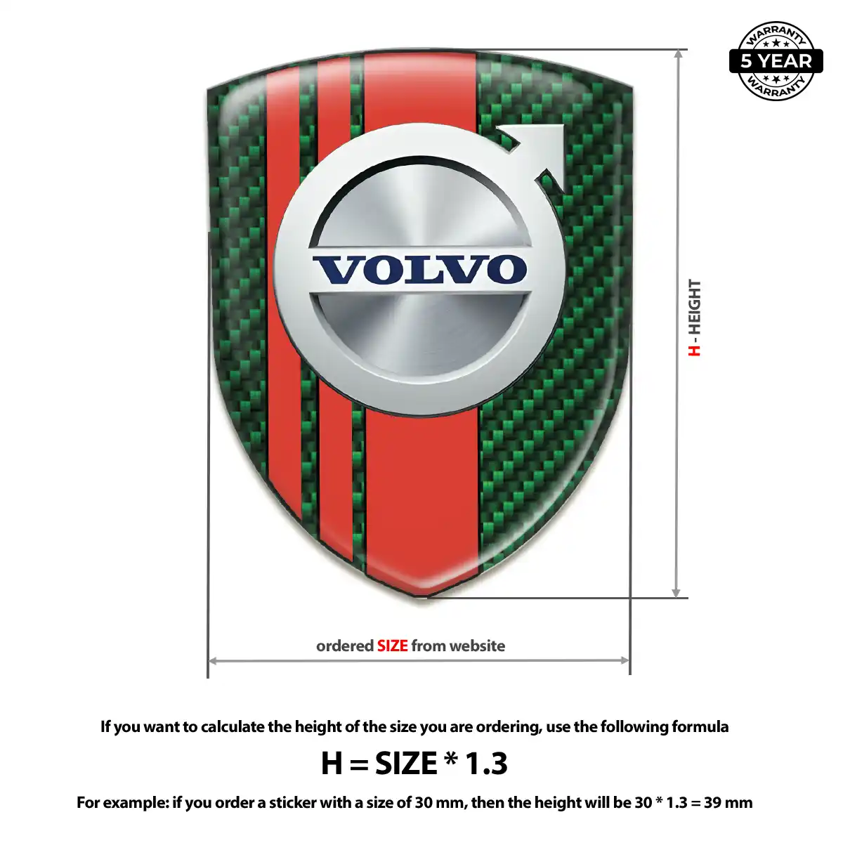 Volvo Polyurethane Domed Sticker Outer Style