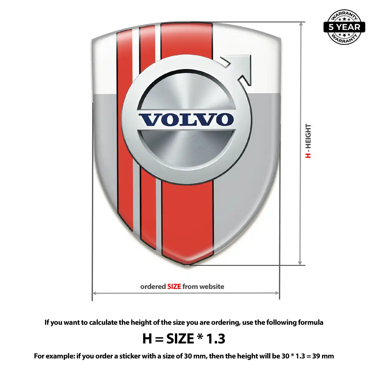Volvo Polyurethane Domed Sticker Premium Dome