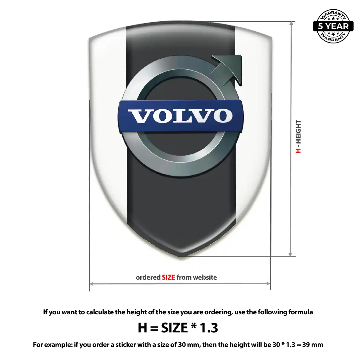 Volvo Polyurethane Domed Sticker Resin Luxe