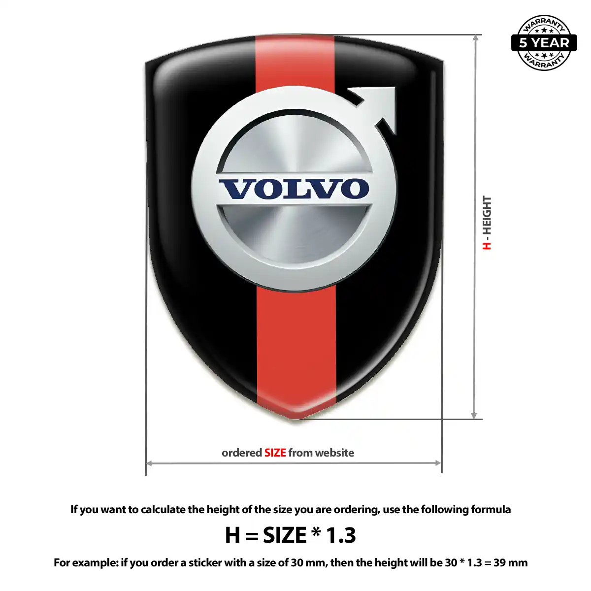 Volvo Polyurethane Domed Sticker Sleek Style