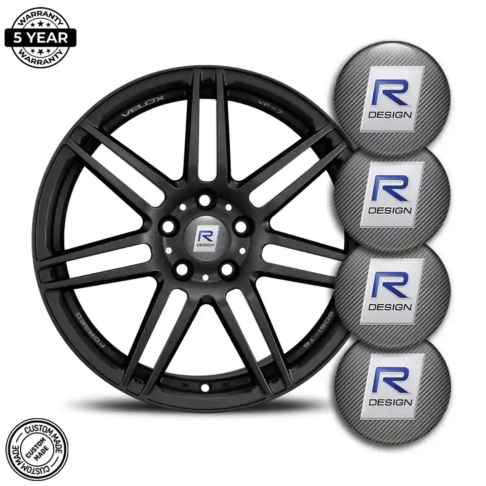 Volvo R Design Emblem Center Hub Cap Self-Adhesive Sleek Style