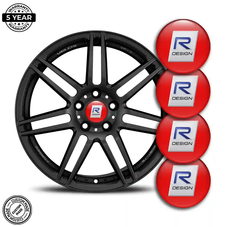 Volvo R Design Emblem Wheel Center Caps Self-Adhesive Sleek Style