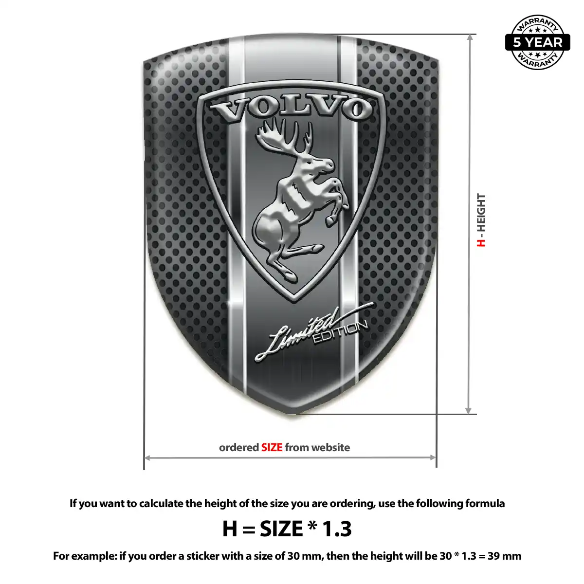 Volvo Resin Badge Sticker Premium Dome