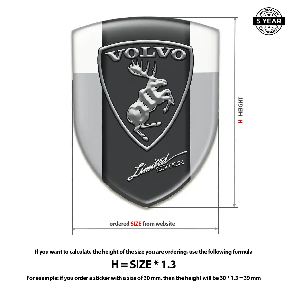Volvo Resin Domed Sticker Elite Finish