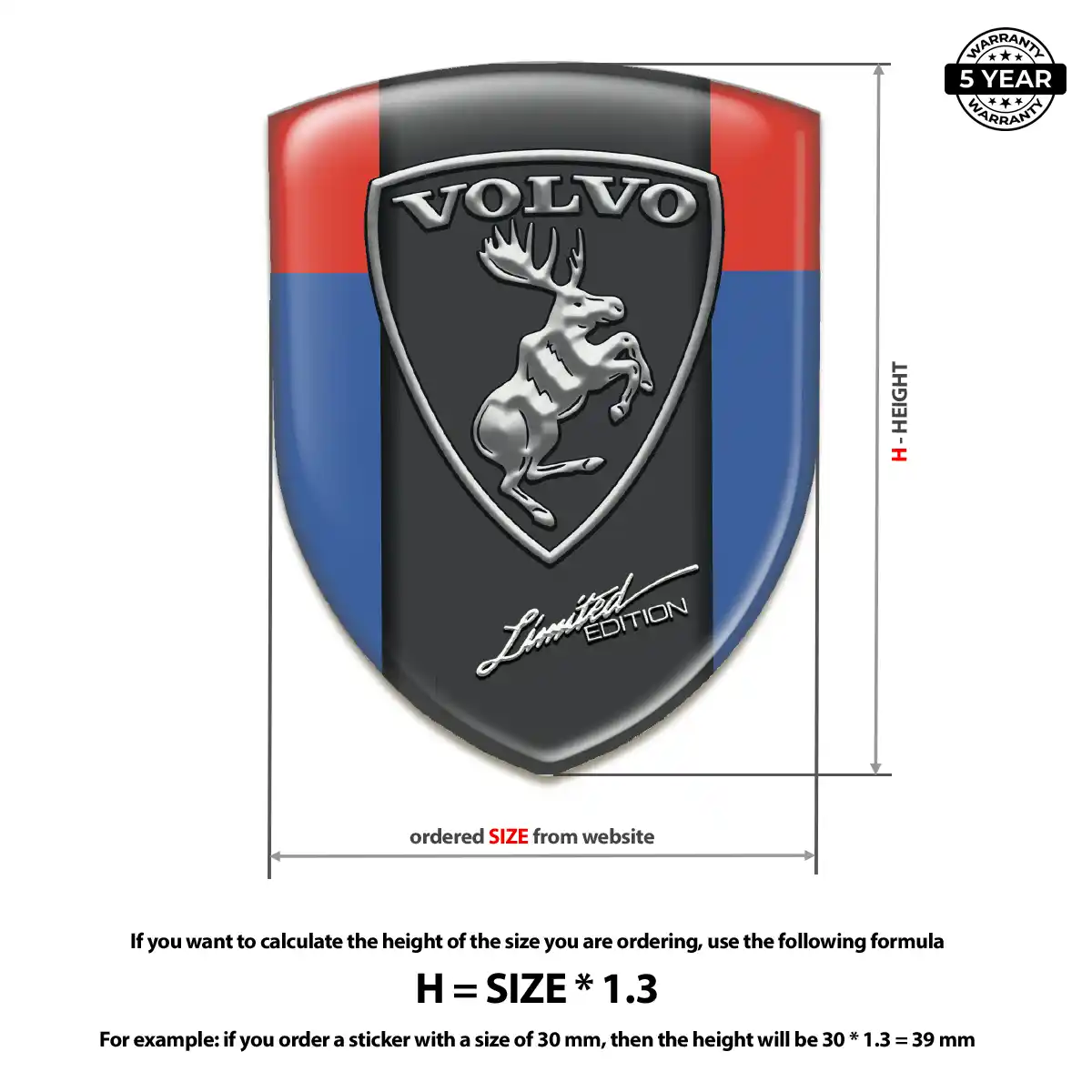 Volvo Resin Emblem Sticker Cabin Style