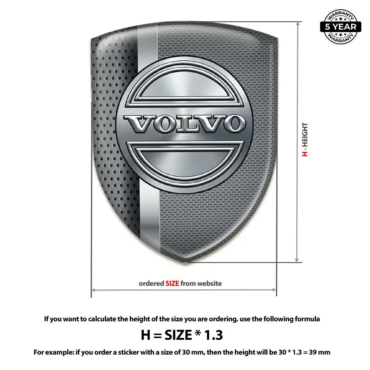 Volvo Resin Emblem Sticker Elite Finish