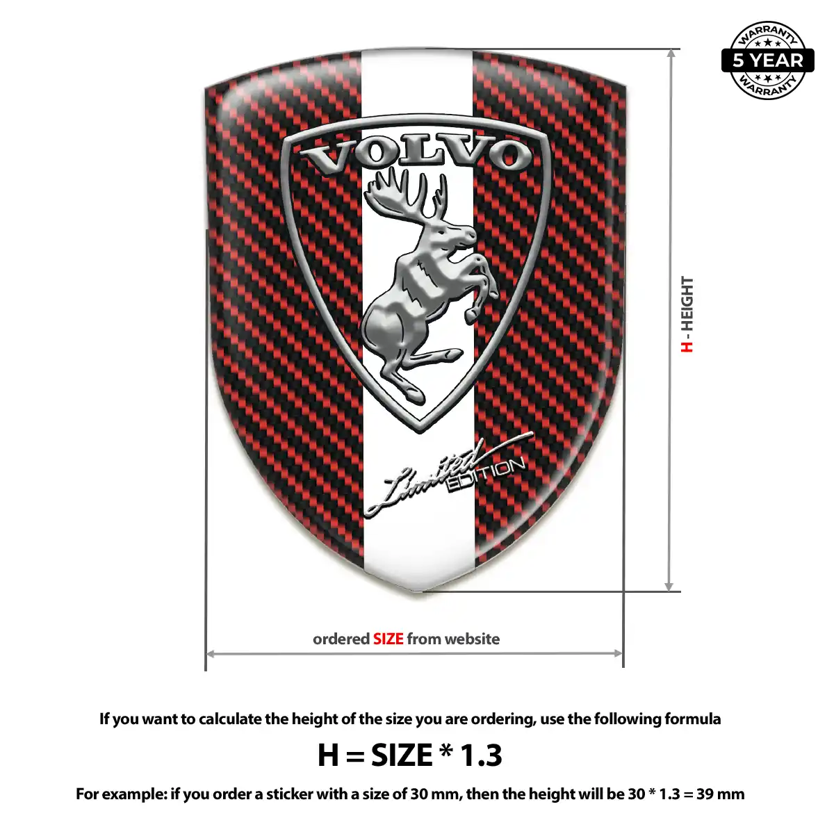 Volvo Resin Emblem Sticker Premium Dome