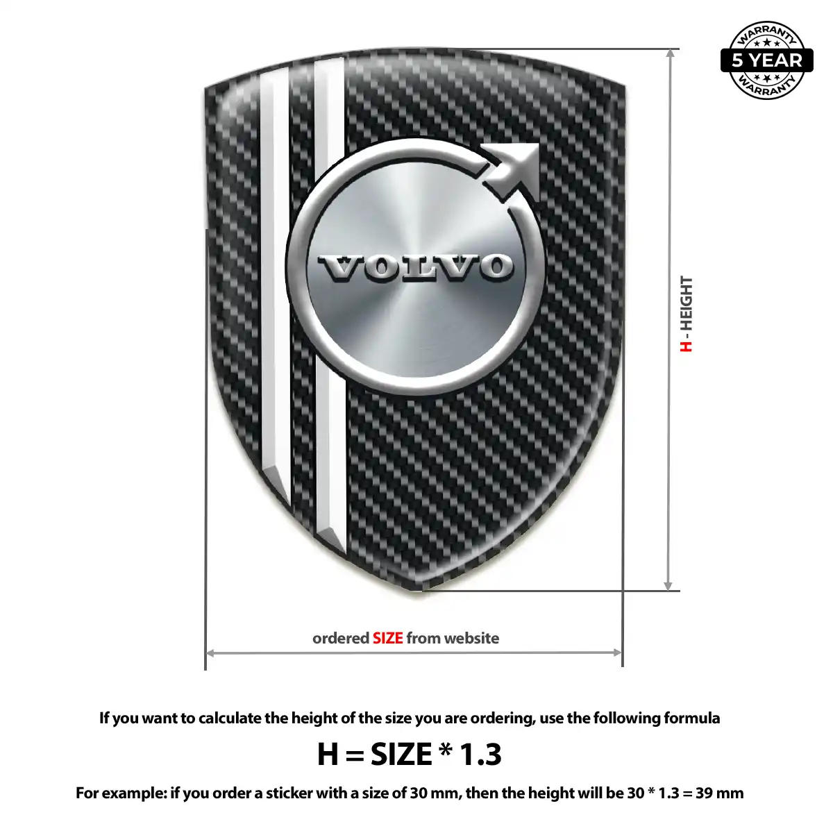 Volvo Self Adhesive Emblem Sticker Premium Dome