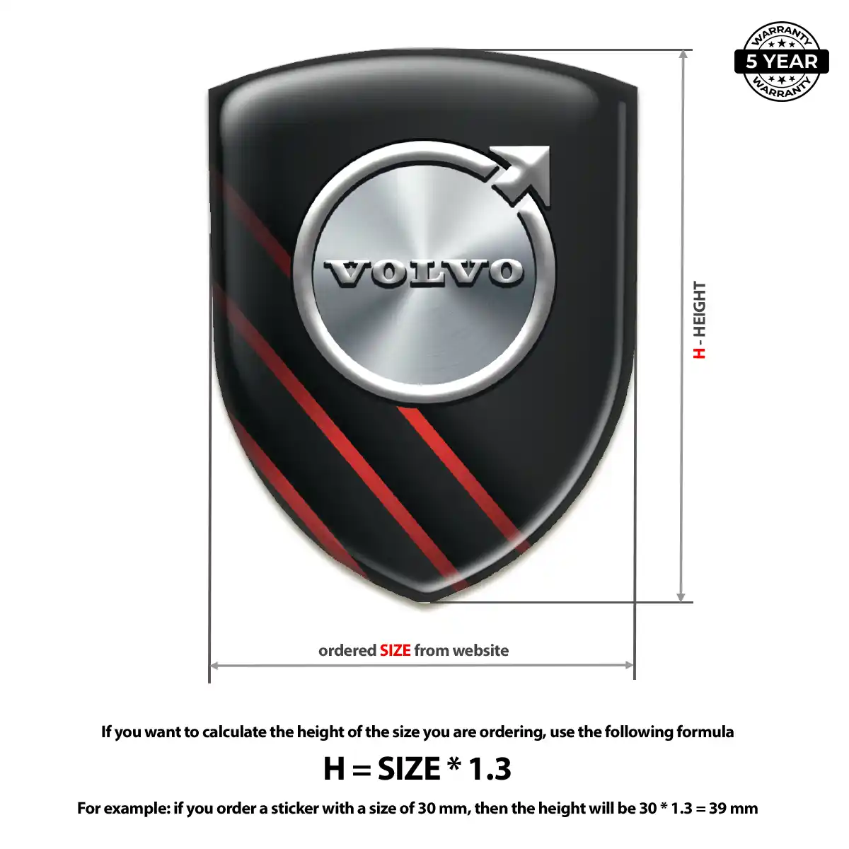 Volvo Self Adhesive Emblem Sticker Resin Luxe