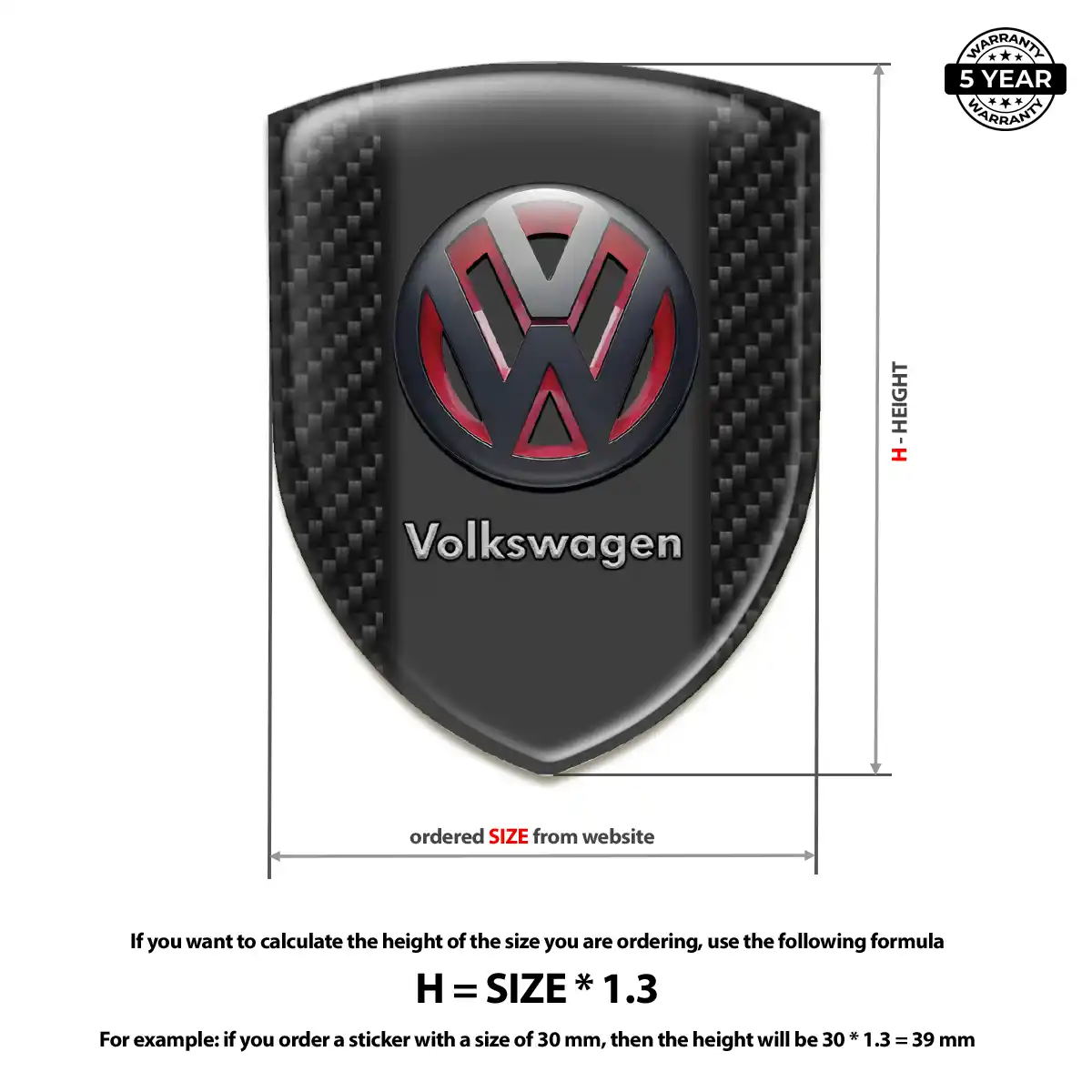 VW 3D Badge Sticker Elite Finish