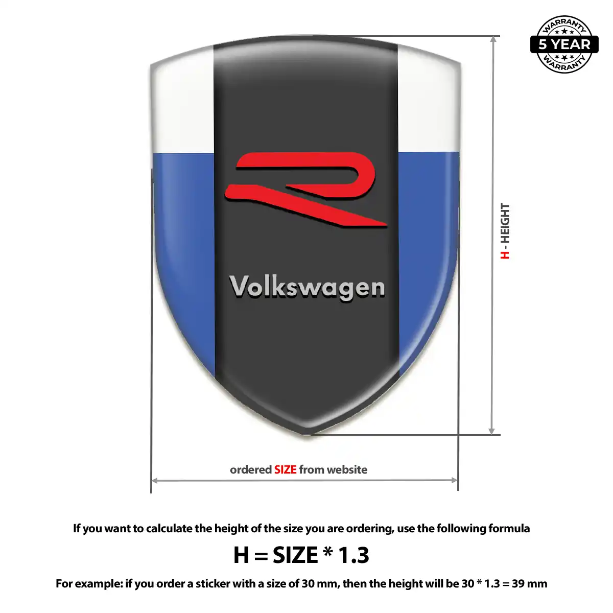 VW 3D Badge Sticker Refined Design