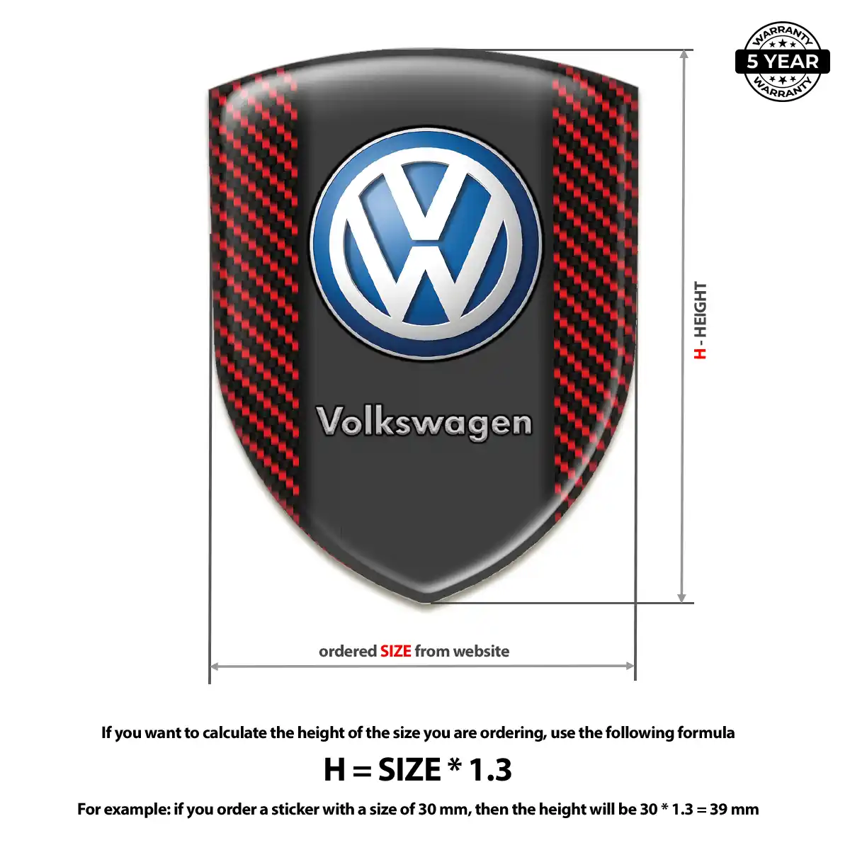 VW 3D Badge Sticker Sleek Style