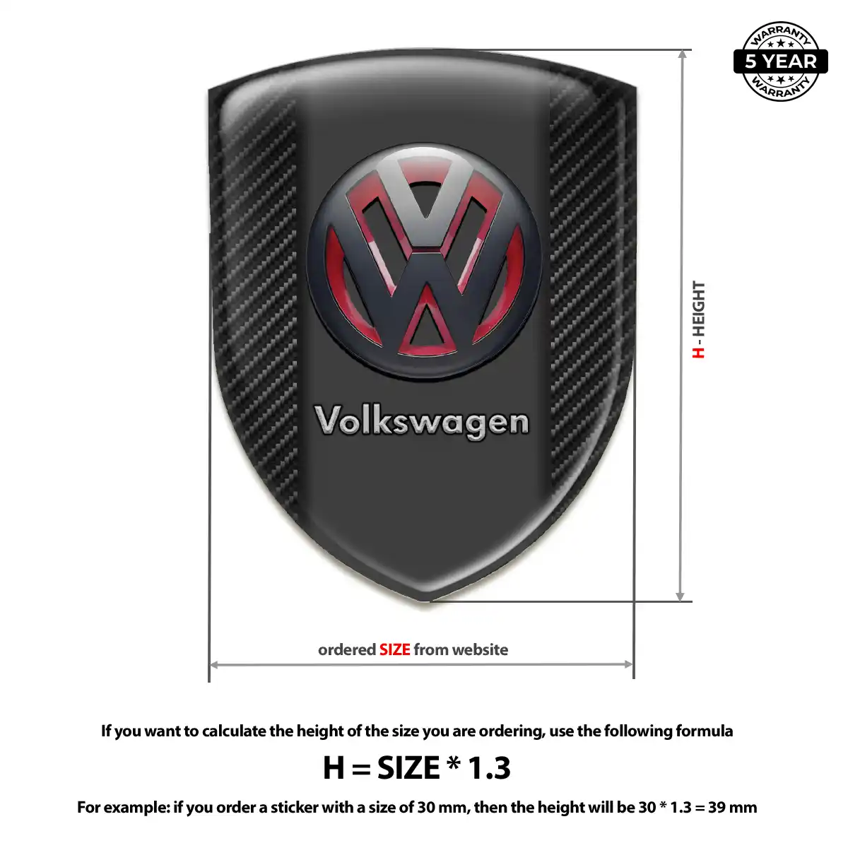 VW 3D Domed Sticker Elite Finish