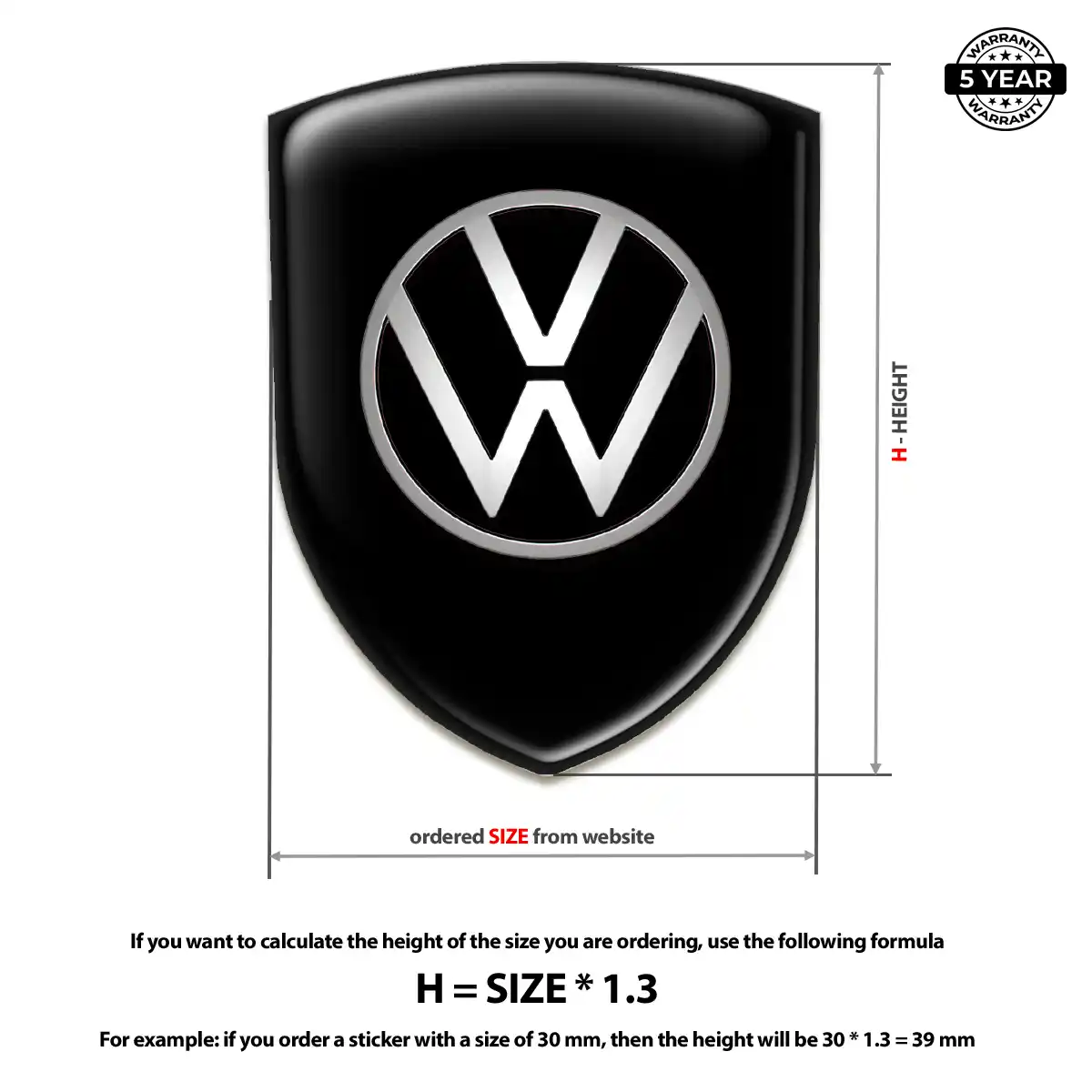 VW 3D Domed Sticker Prime Quality