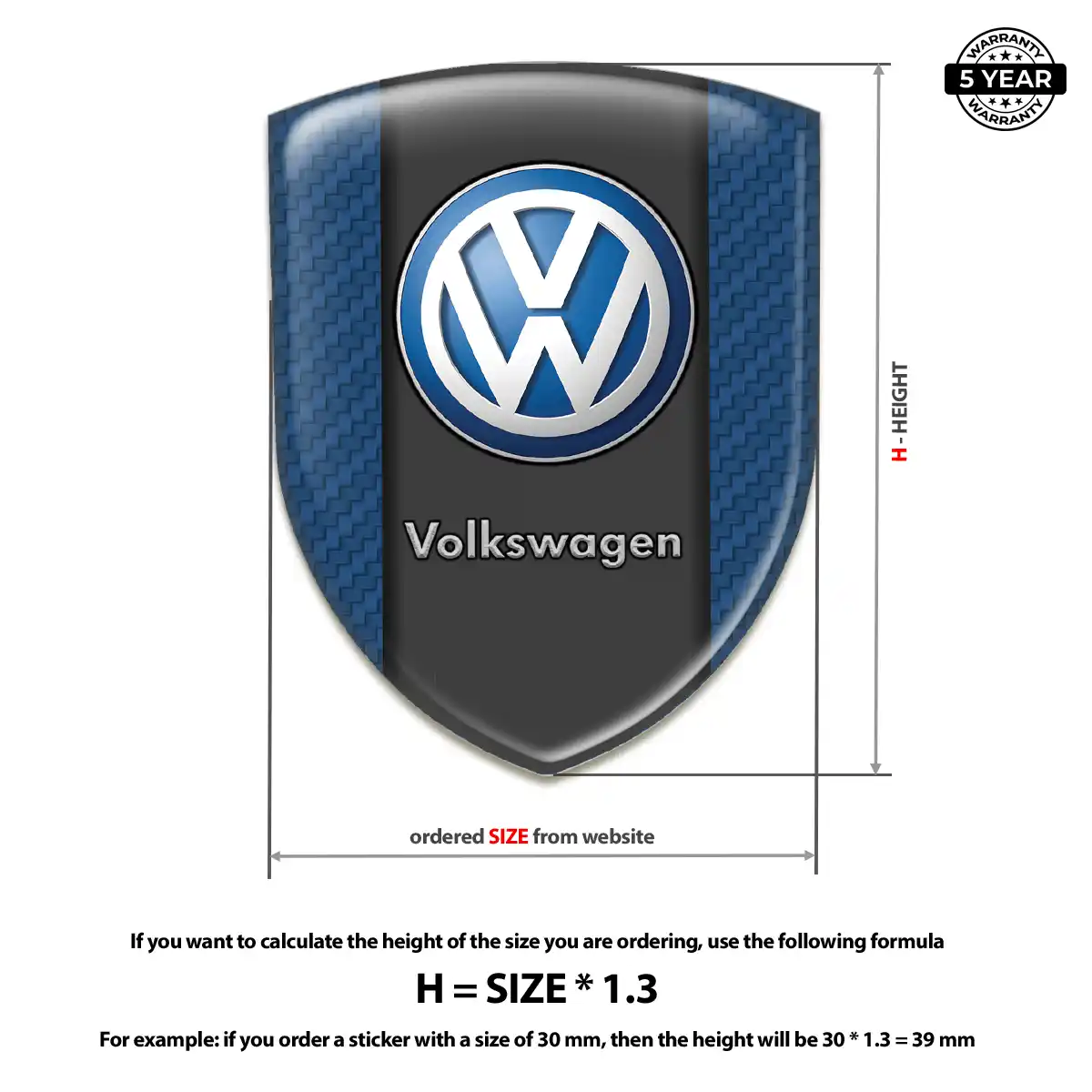 VW 3D Domed Sticker Signature Grade