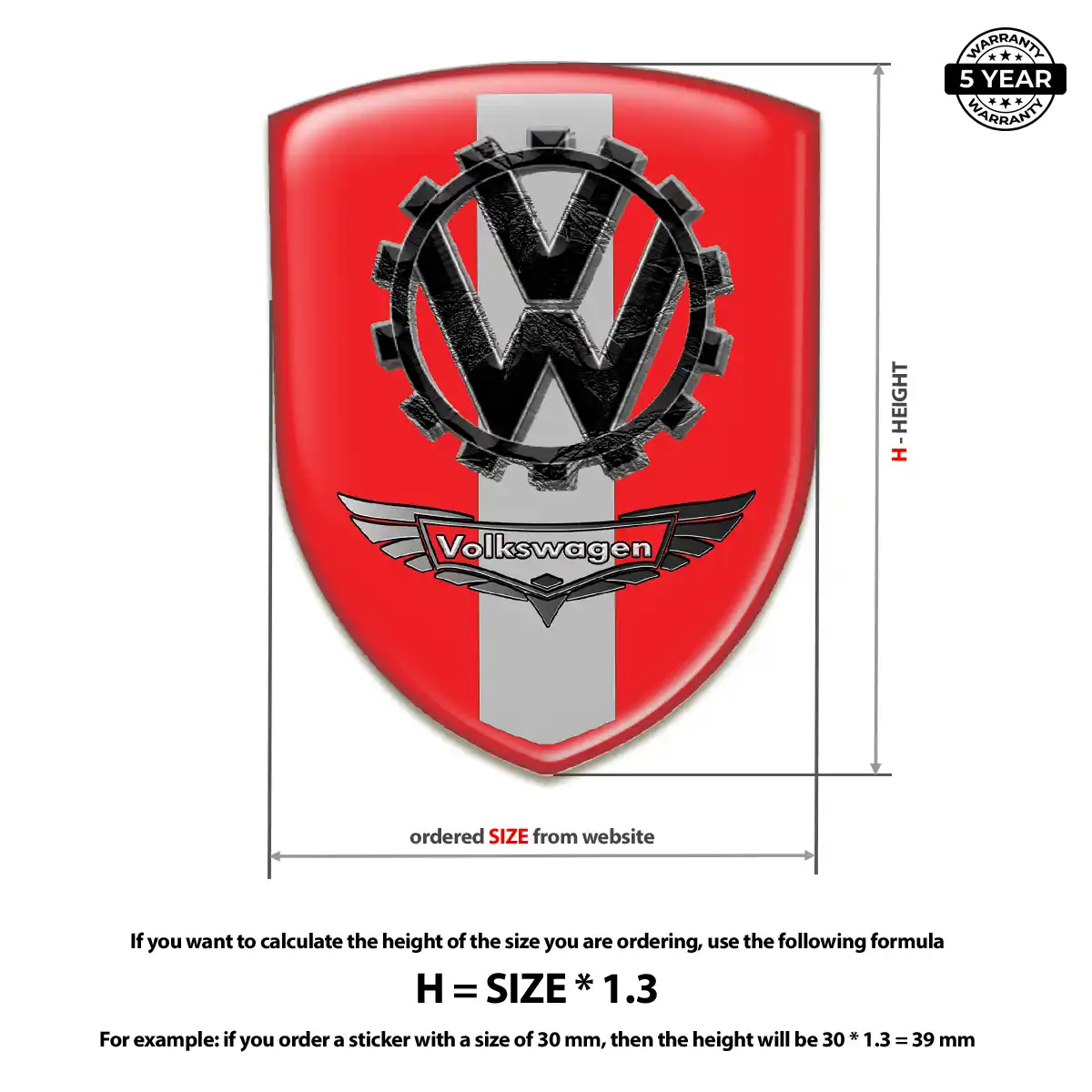 VW 3D Domed Sticker Sleek Style