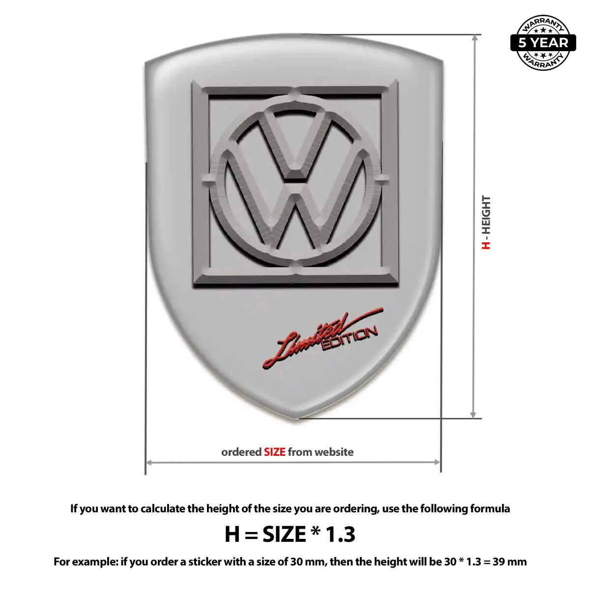 VW 3D Emblem Sticker Prime Quality