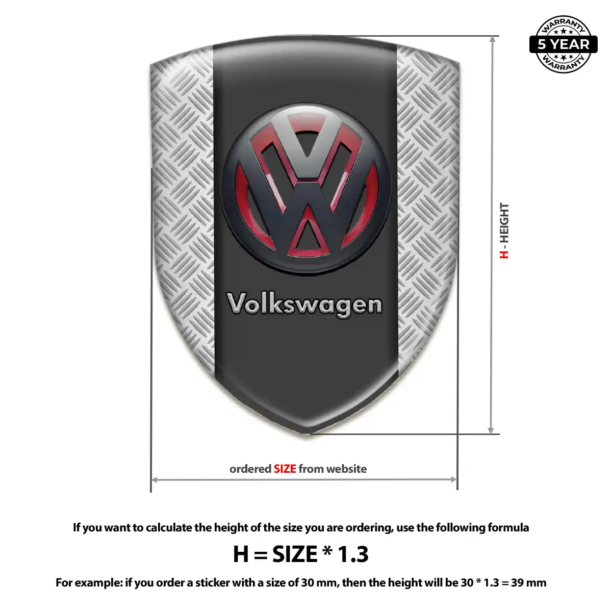 VW 3D Emblem Sticker Superior Craft