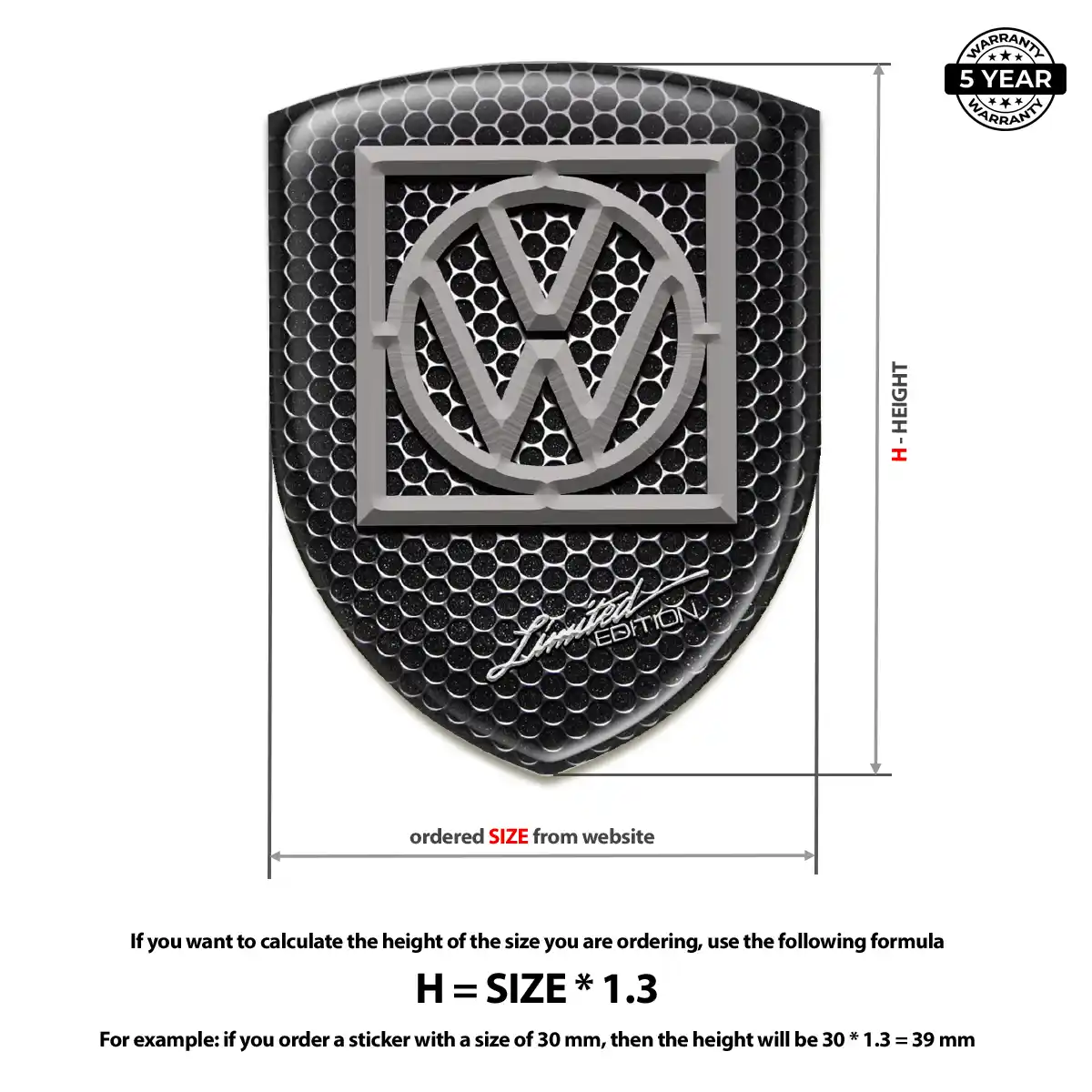 VW 3D Gel Sticker Prime Quality