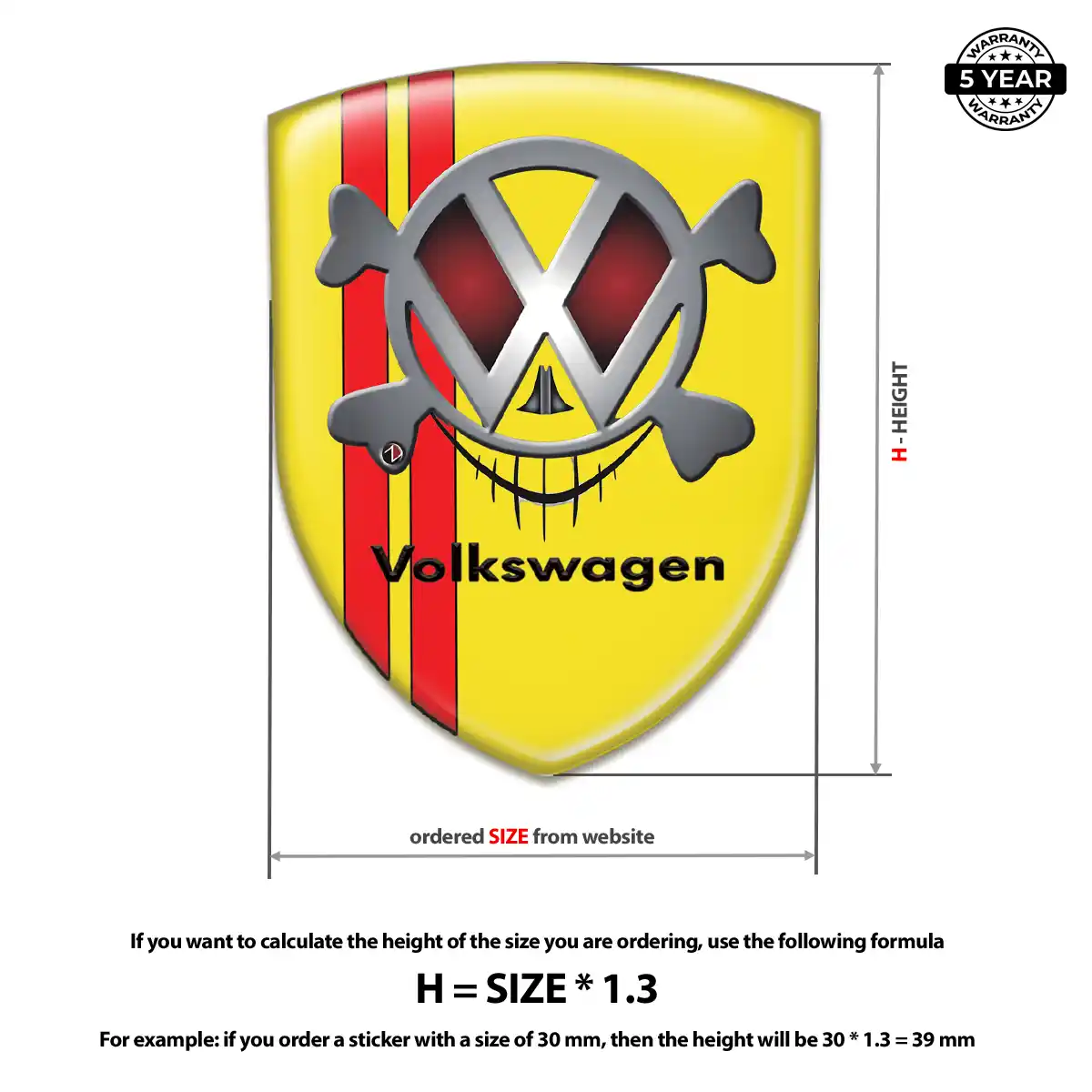 VW 3D Gel Sticker Refined Design