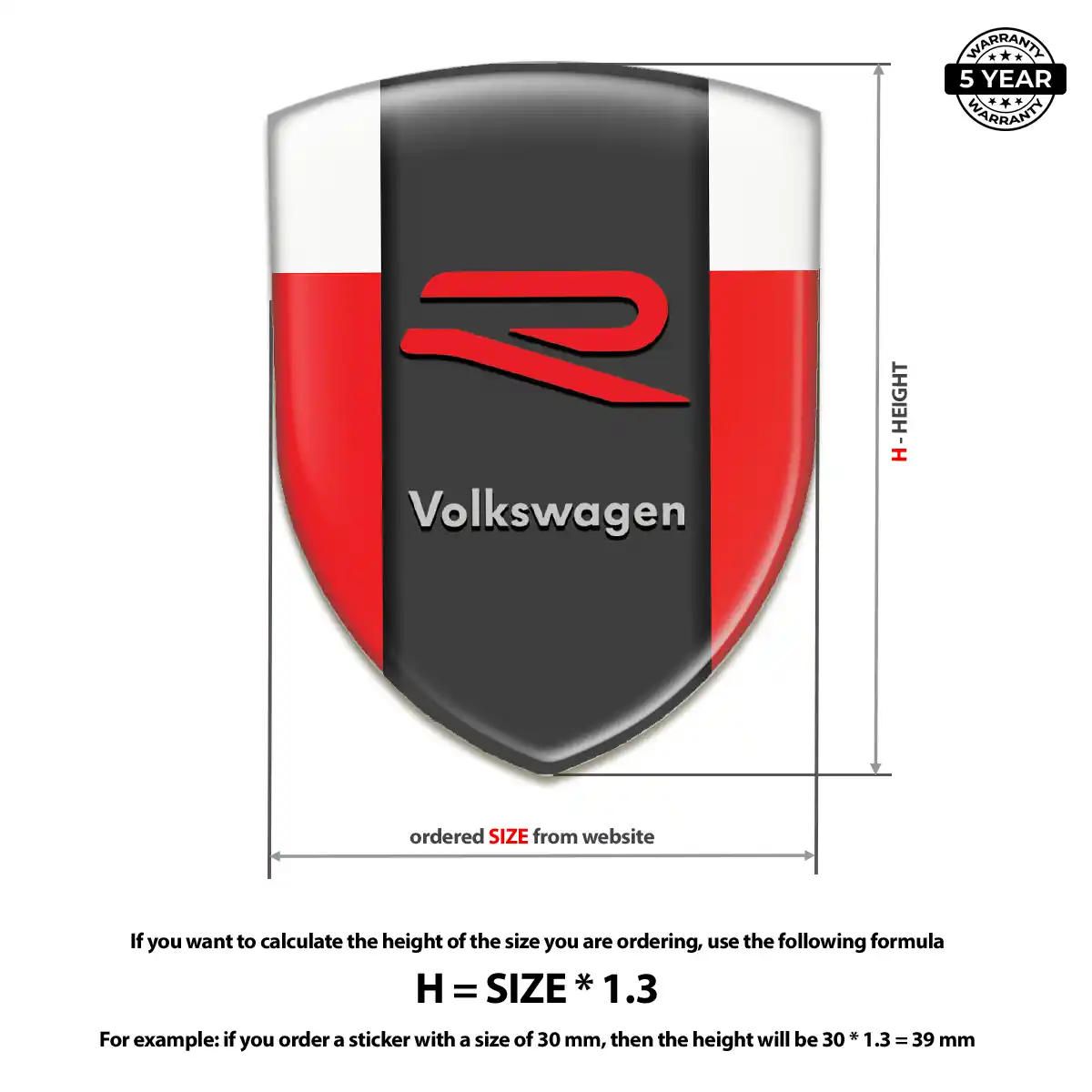 VW 3D Resin Sticker Refined Design