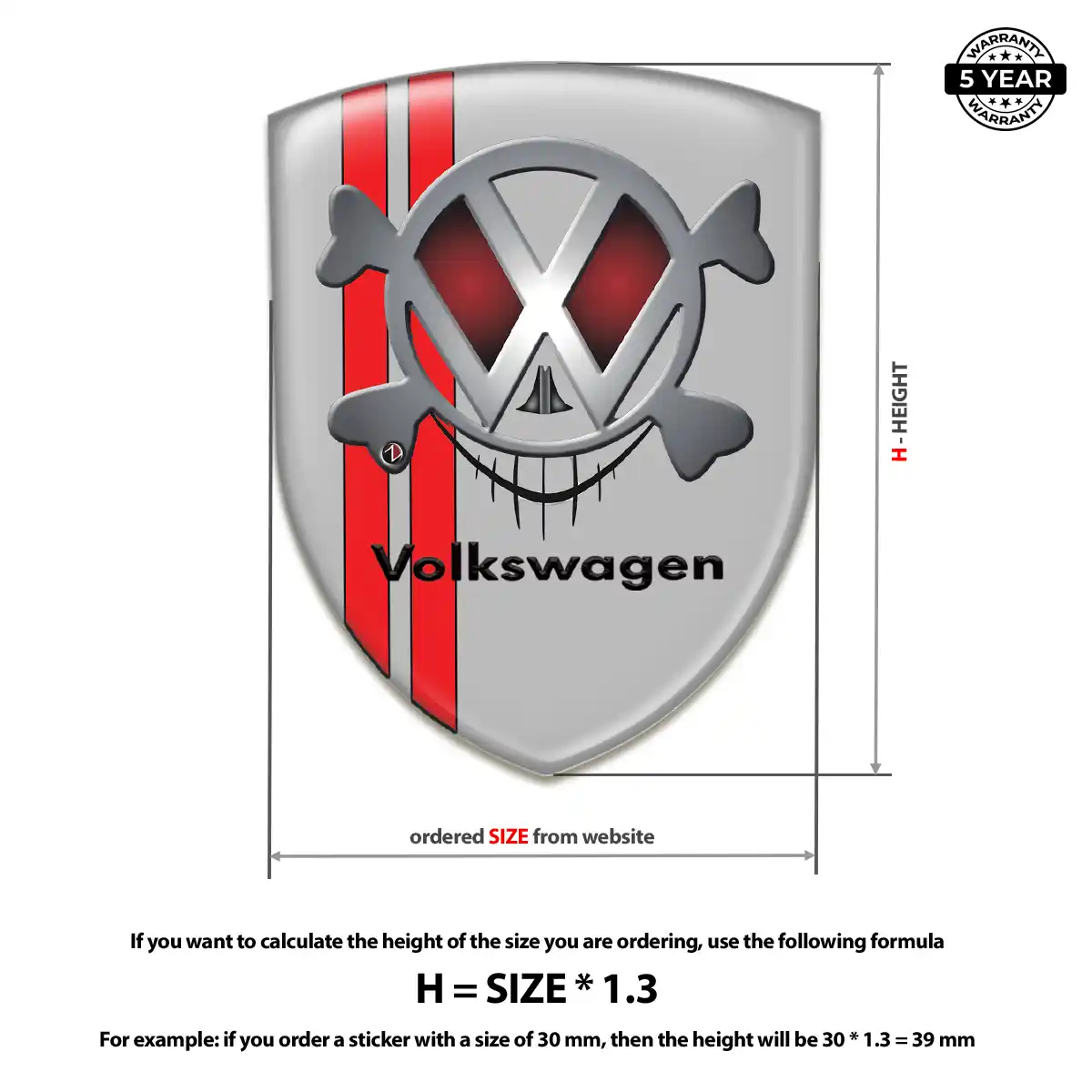 VW 3D Resin Sticker Sleek Style