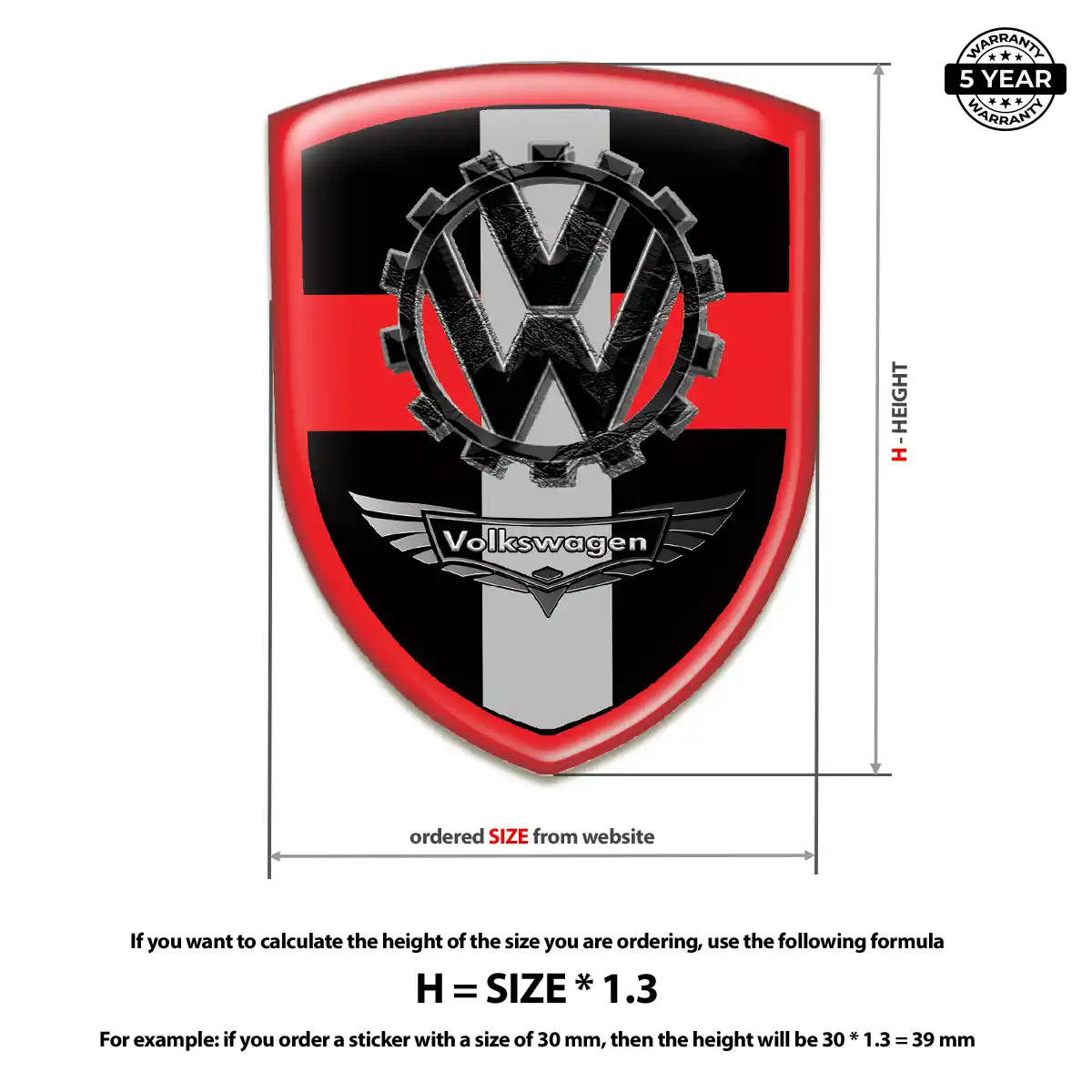 VW Automotive Resin Decal Elite Finish