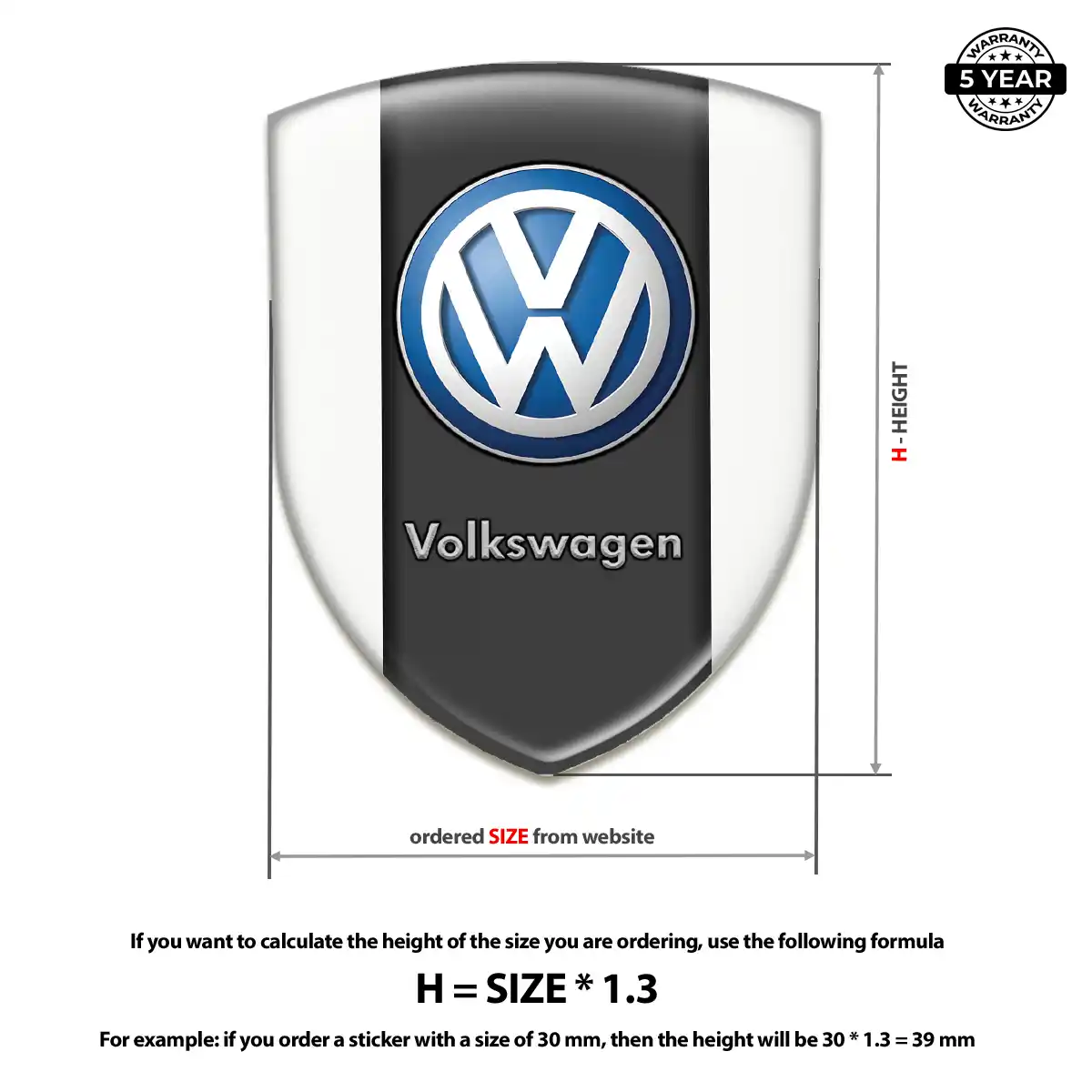 VW Automotive Resin Decal Prime Quality