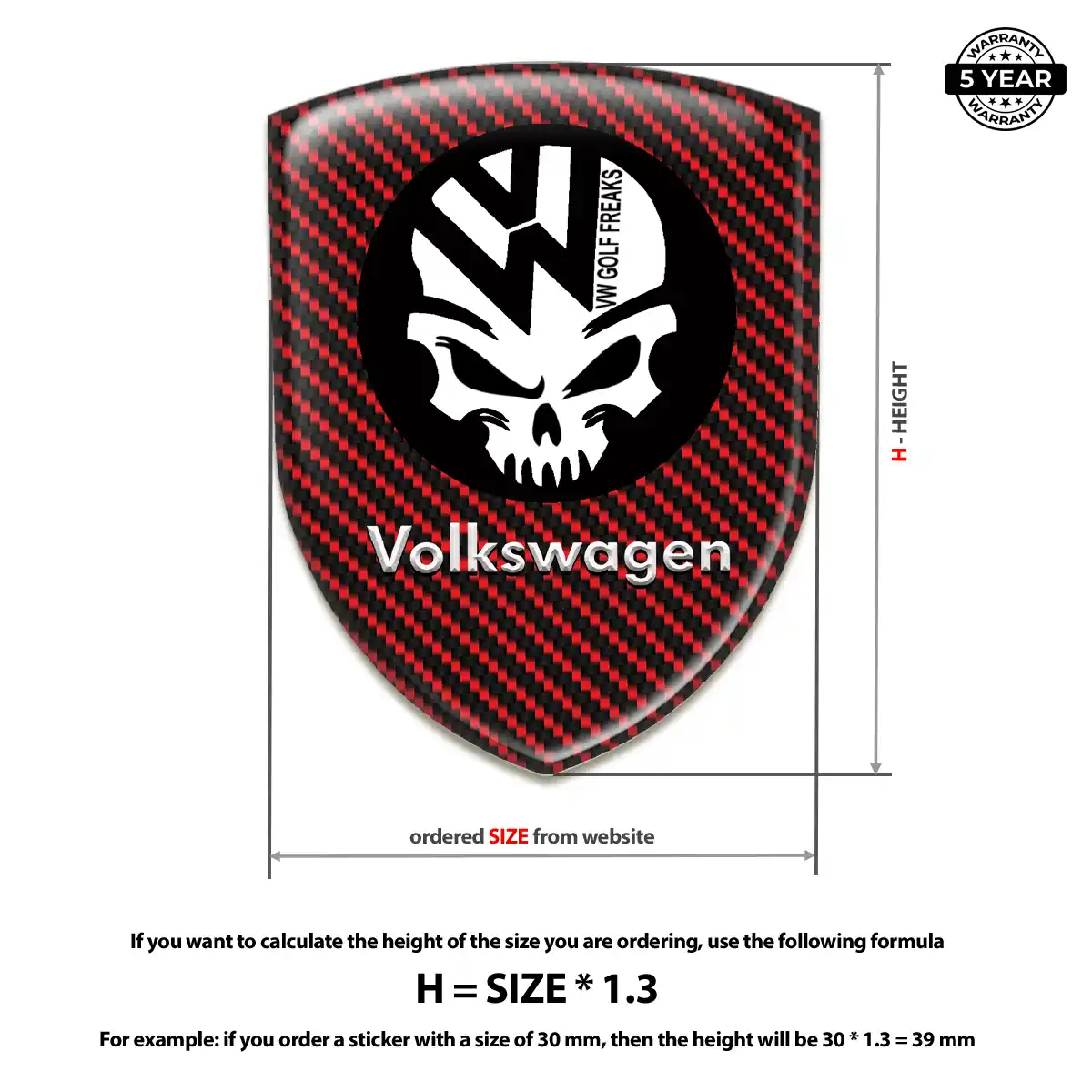 VW Automotive Resin Decal Sleek Style