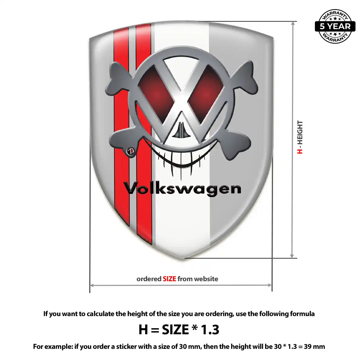 VW Car Badge Sticker Elite Finish