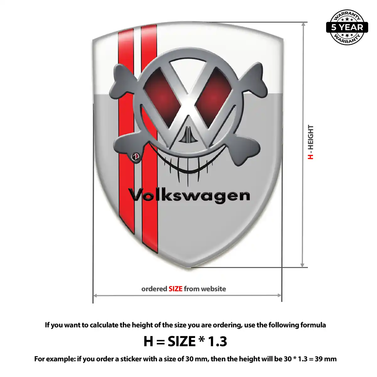 VW Car Emblem Decal Elite Finish