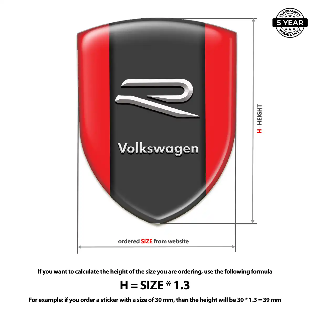 VW Car Emblem Sticker Elite Finish