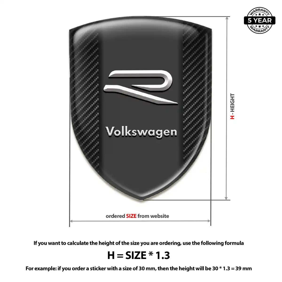 VW Car Logo Decal Elite Finish