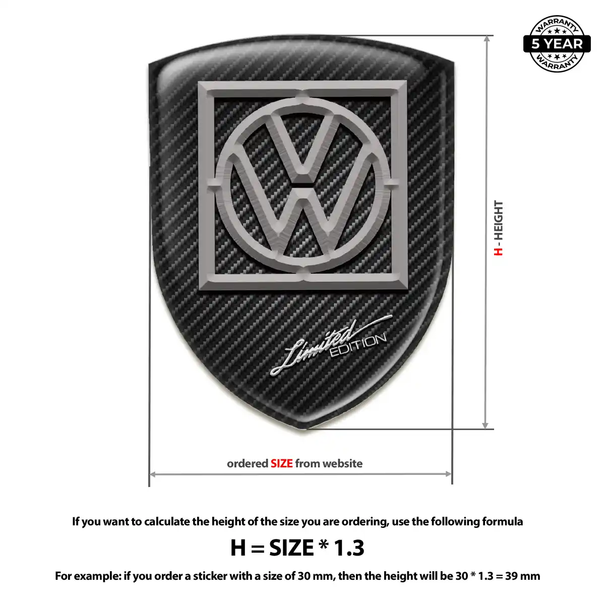 VW Domed Badge Sleek Style