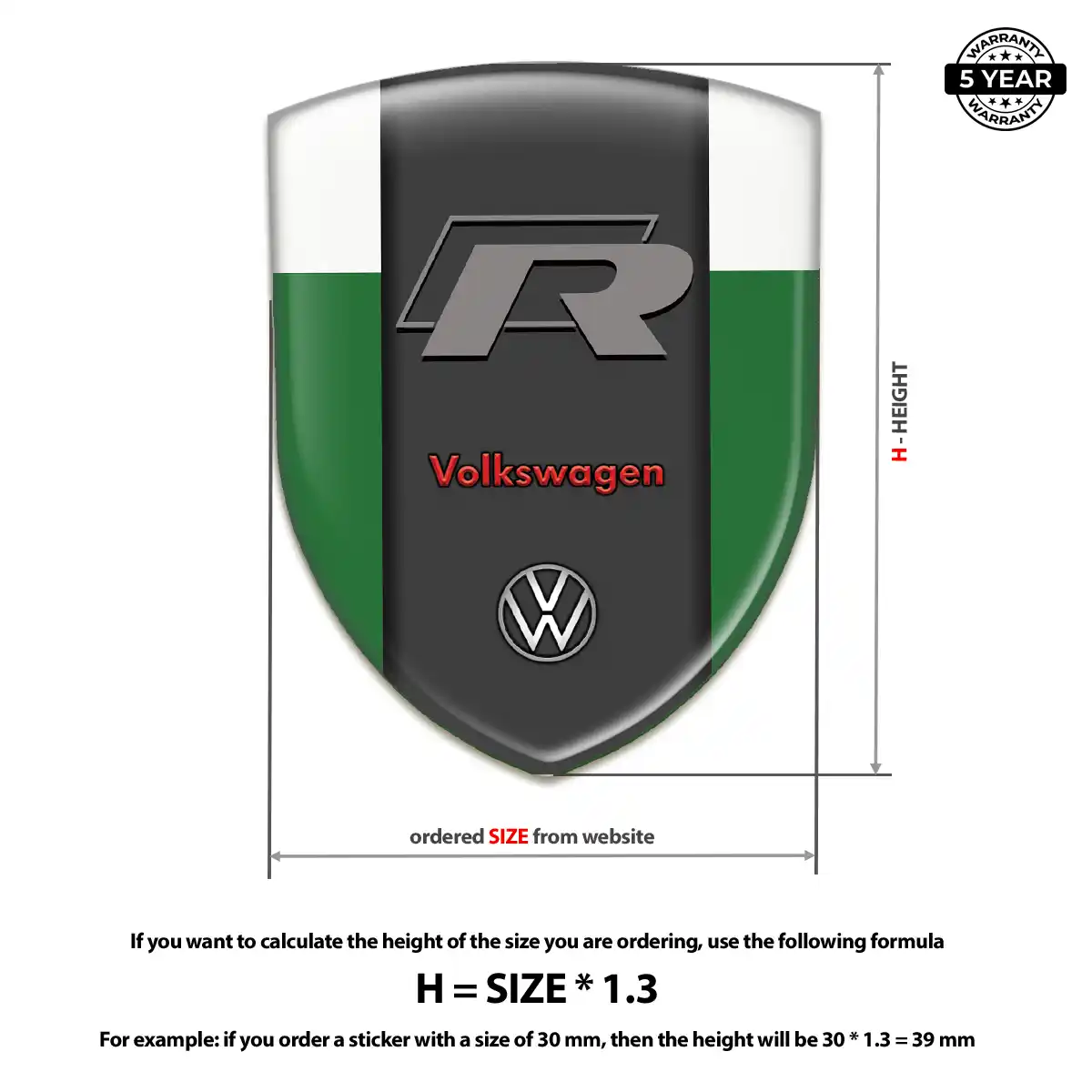 VW Domed Car Sticker Prime Quality