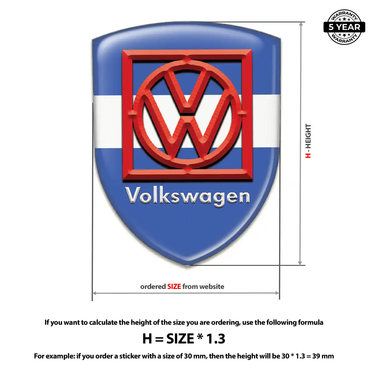 VW Domed Car Sticker Refined Design