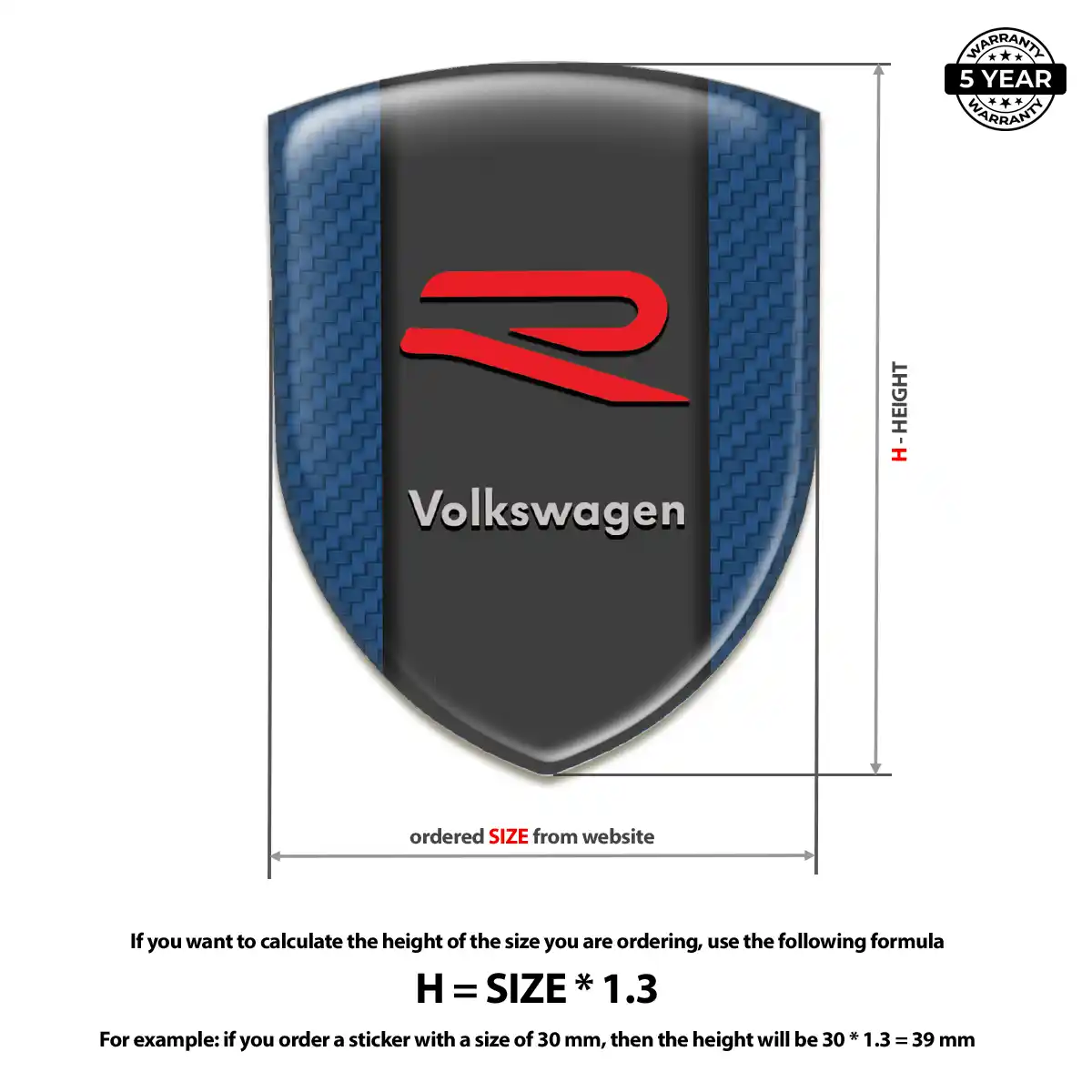 VW Domed Car Sticker Sleek Style