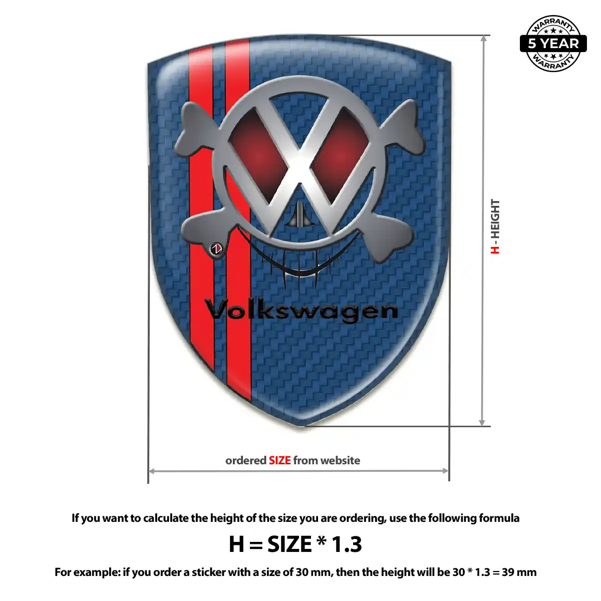 VW Domed Car Sticker Superior Craft