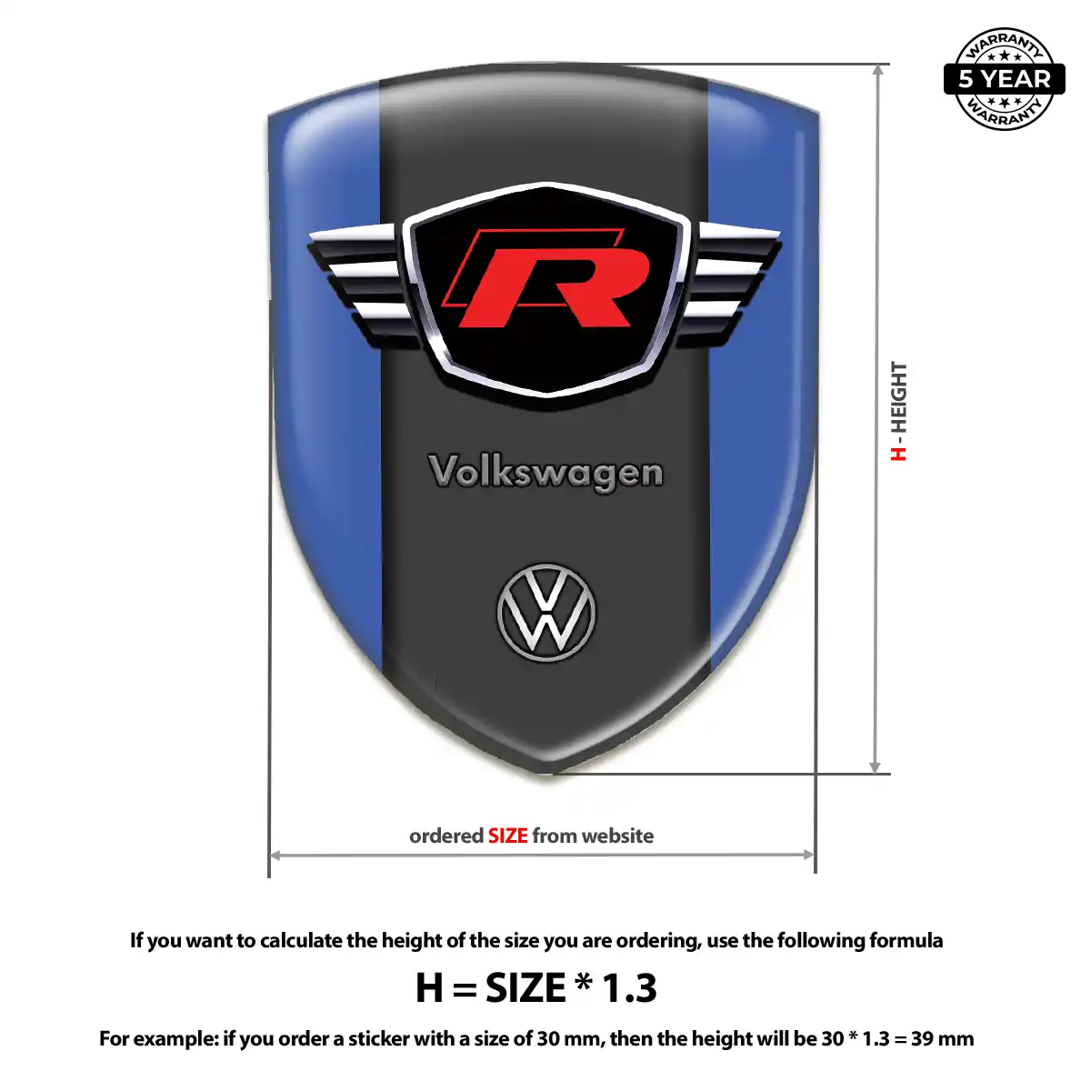 VW Domed Decal Elite Finish
