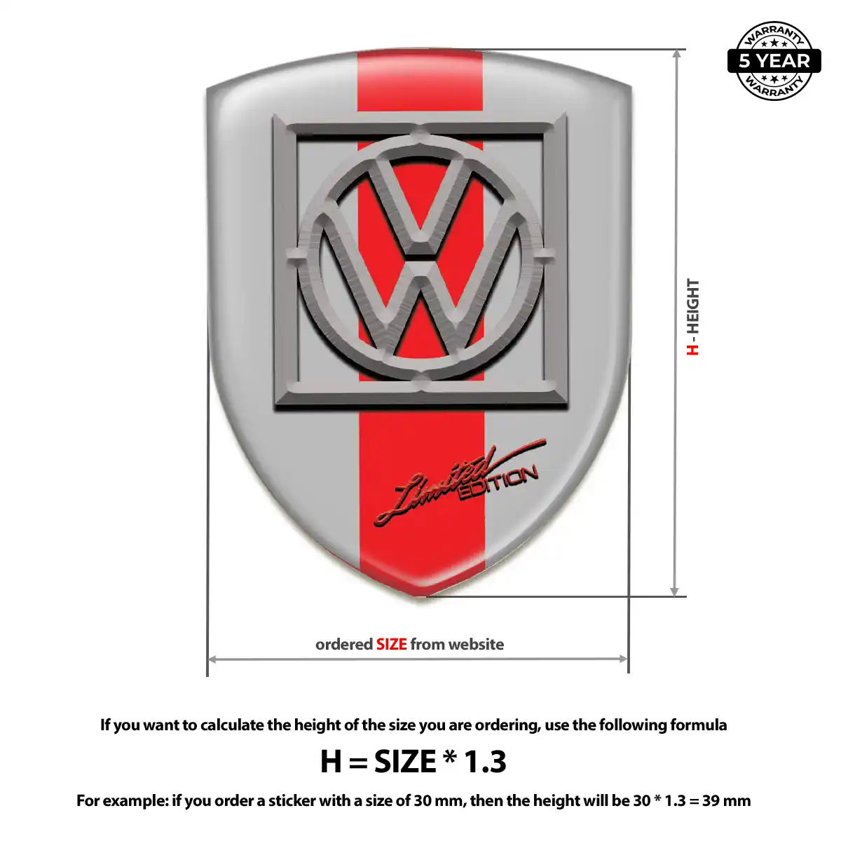 VW Domed Decal Refined Design