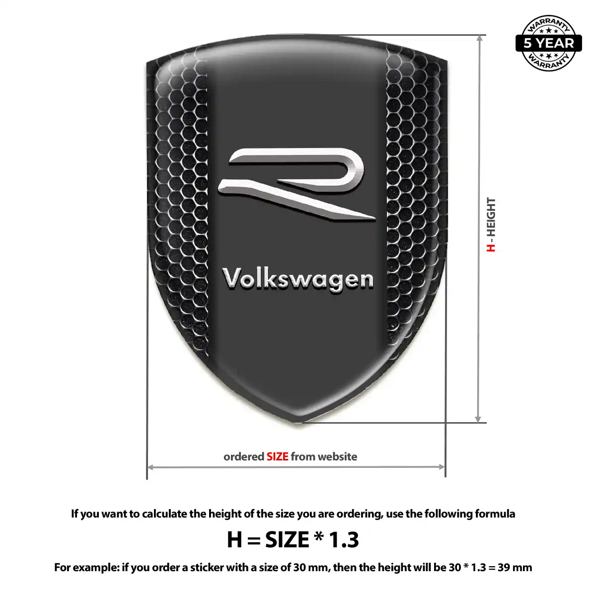 VW Domed Decal Sleek Style