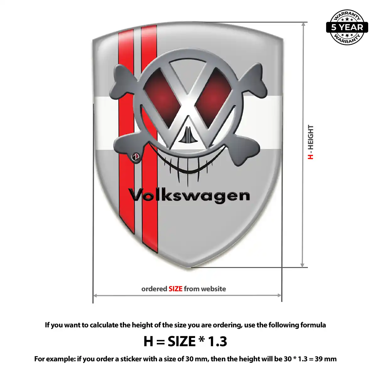 VW Domed Logo Decal Prime Quality