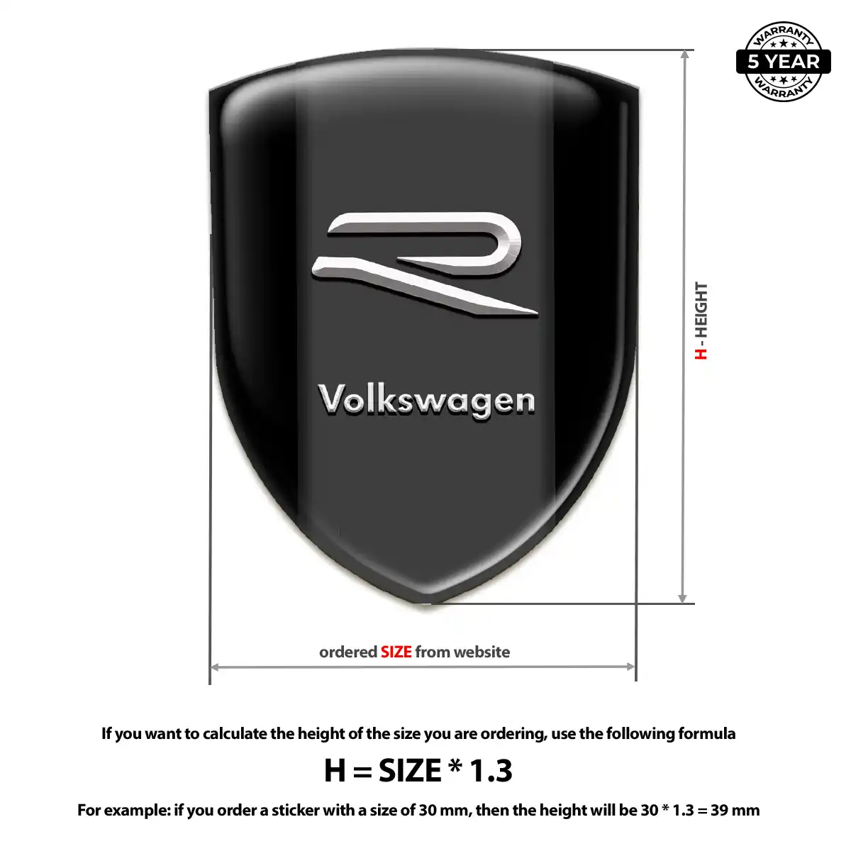 VW Domed Logo Decal Refined Design