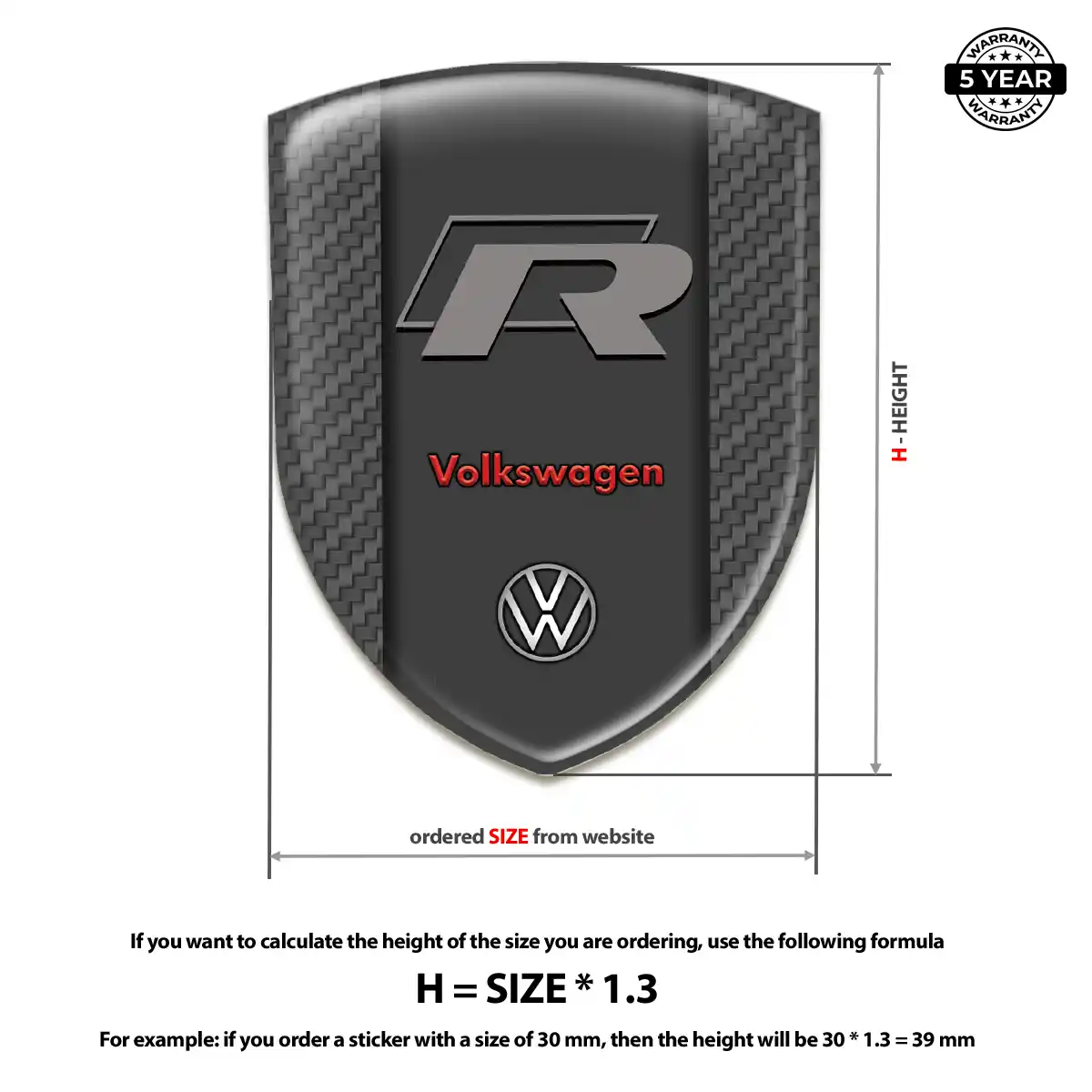 VW Domed Logo Decal Sleek Style
